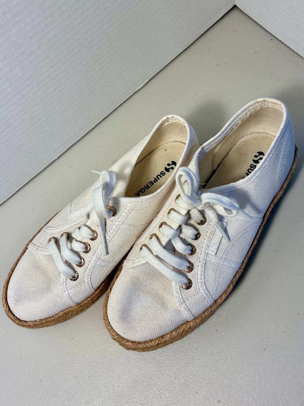 Superga 2730 EU39 Espadrille Rope-sole 3cm Flatform Sneakers White Cotton Canvas